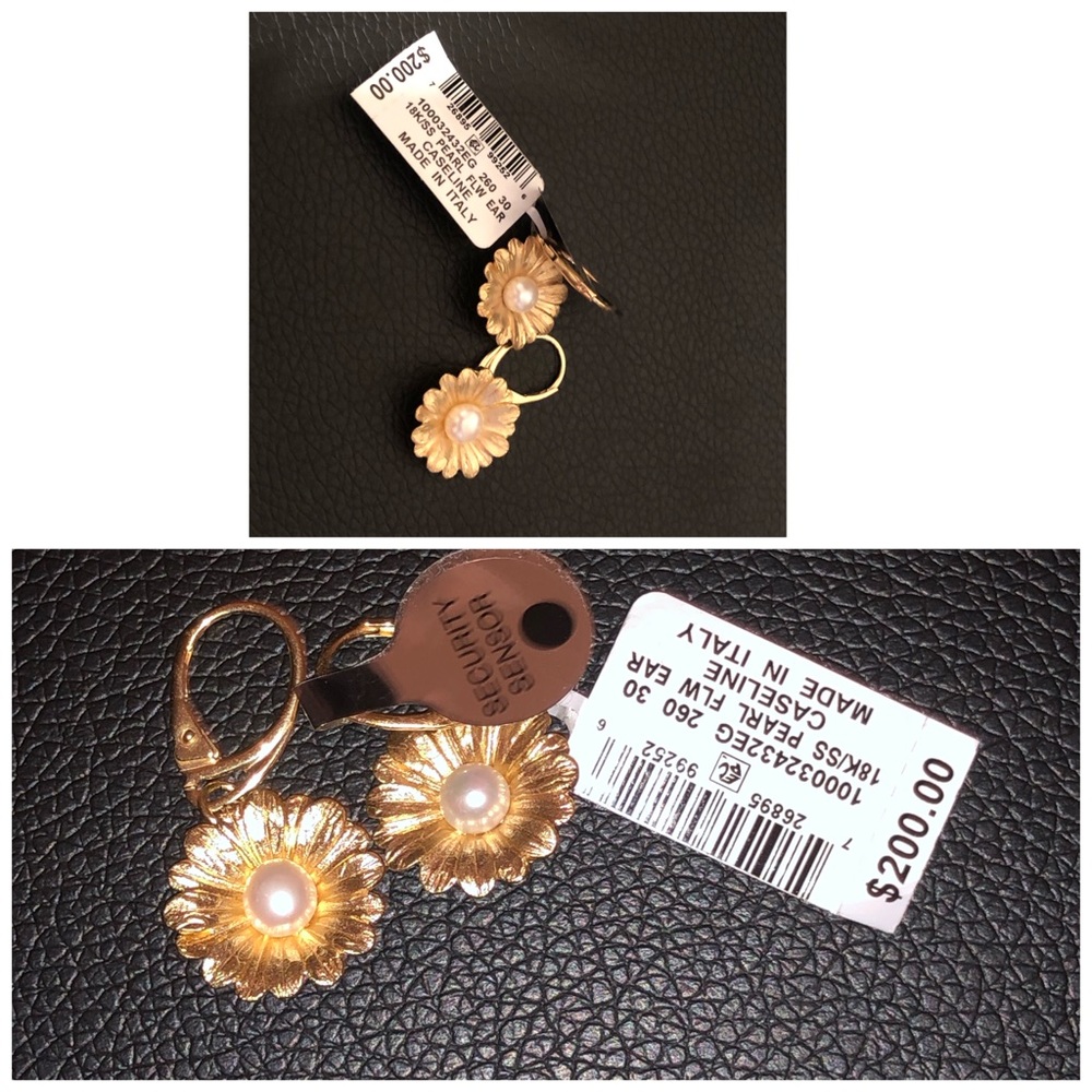 18k/SS pearl flower ear caseline